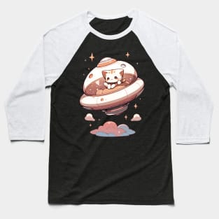 Cat on a flying saucer Baseball T-Shirt